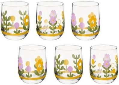 THUN, 6er Set dekorierte Glas Wassergläser Florianne Line Geschenkidee Ø 8,5 cm