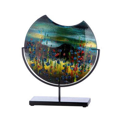 Casablanca Glasart, Vase, flach, rund, "Dali", Glas, mehrfarbig, , L. 9 cm, B. 32