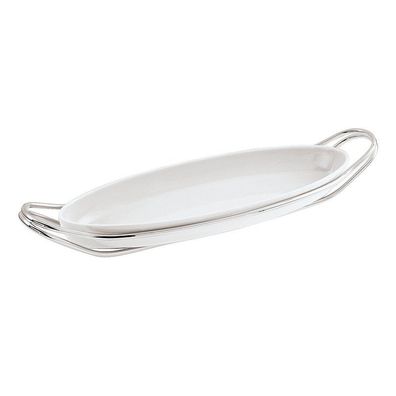 Sambonet New Living Versilbert/Porzellan Fischplatte 65x25 S0141-S00051-S2081-5540