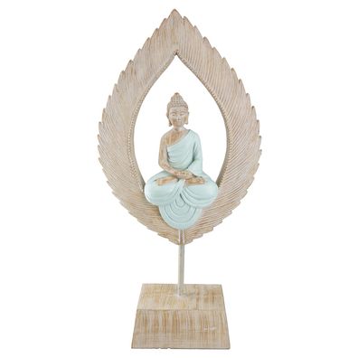 Gilde Skulptur, Feder, "Meditation", Buddhamotiv, Kunstharz, naturfarben, VE 2,