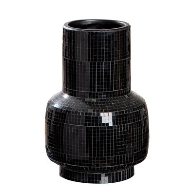 Gilde Halsvase, "Black Disco", Keramik, schwarz, VE 2, H. 23.5 cm, D. 16 cm 34454