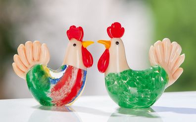 Gilde Figur (klein), Huhn, "Doris", Glas, mehrfarbig, VE 6, 2fach sortiert, L. 2