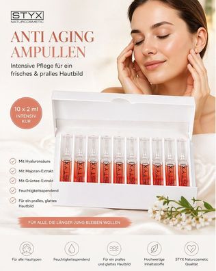 STYX Anti Aging Ampullen 10x2 ml Hyaluron Majoran Grüner Tee = 20 ml