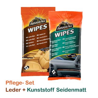 Armor All Lederpflege Leder Pflege Tücher 20er Beutel + Kunststoff Seidenmatt