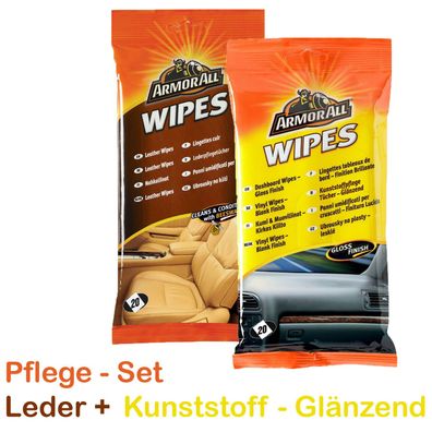 Armor All Lederpflege Leder Pflege Tücher 20er Beutel + Kunststoff Glänzend