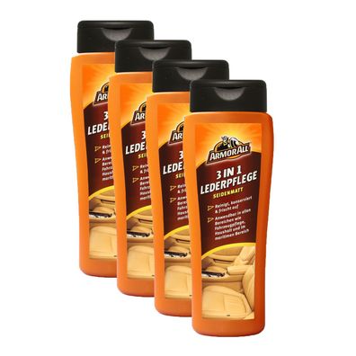 4x Armor All 3in1 Lederpflege Seidenmatt 250ml Reinigt & Frischt auf Leder Pflege