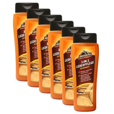6x Armor All 3in1 Lederpflege Seidenmatt 250ml Reinigt & Frischt auf Leder Pflege