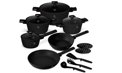 Berlinger Haus BH-8246 15-teiliges Kochgeschirr-Set, Monaco collection, Schwarz