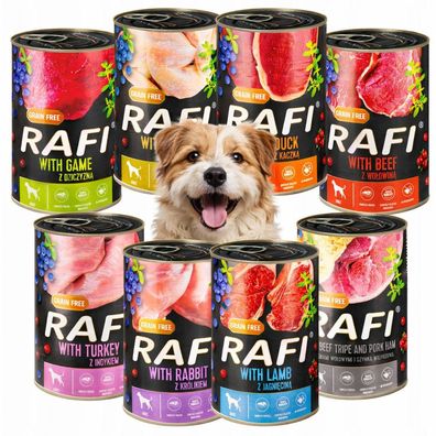 Rafi - Nassfutter für Hunde,8×400 g (Dosen), 8 Sorten Dolina Noteci