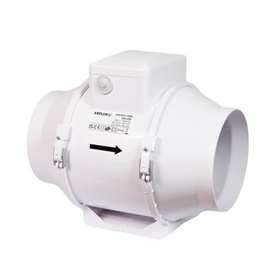 In-Line Rohrventilator 100 mm mit Nachlaufzeit 2 bis 30 Min IPX4