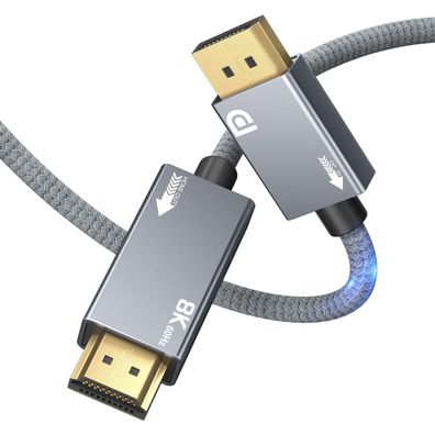 Agfinest DisplayPort auf HDMI Kabel 3 m 8K 60 Hz DP 1.4 HDMI 2.1