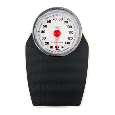 Haepi Mechanische Personenwaage bis 150 kg mit großem Tablett weiß