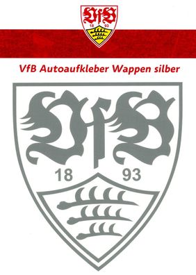 VfB Stuttgart Autoaufkleber Wappen silber 21x21 cm