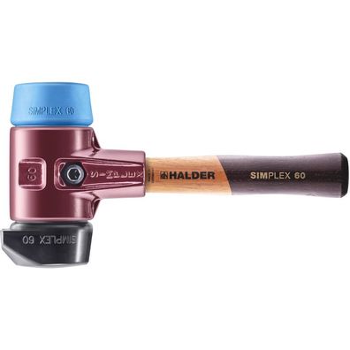 HALDER Simplex Schonhammer Ø 60 mm Gummi schwarz / TPE-soft blau mit Standfuß