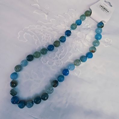 Blauer Achat Halskette 10mm facettiert 40cm Magnetverschluss