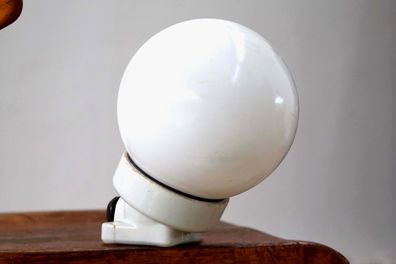 Kugellampe Hoflampe Antik Alt Keramik Schräglampe Wandlampe Vintage Weiß