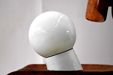 Kugellampe Hoflampe Antik Alt Keramik Schräglampe Wandlampe Vintage Weiß Loft