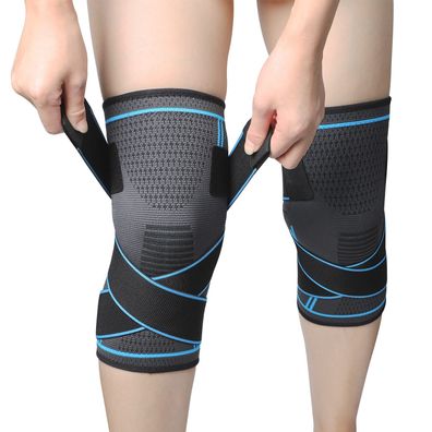Milaiun Kniebandage 2er Set 3XL Blau Kniestétze Sport Knieorthese
