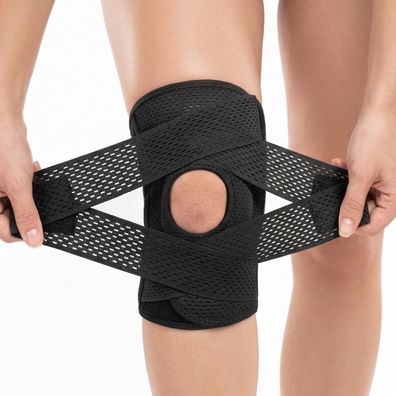 Anampion Kniebandage Größe L mit Patellaöffnung verstellbar Schwarz