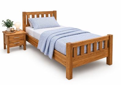 Komfortbett Eiche massiv geölt Holzbett 100x200 Komforthöhe #4280