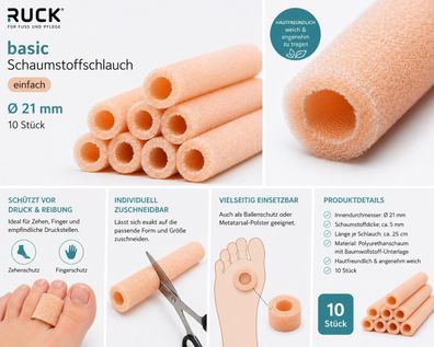 Ruck Basic Schaumstoffschlauch 21 mm 25 cm zuschneidbar 10 Stück