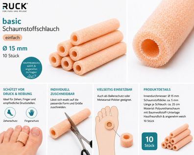 Ruck Basic Schaumstoffschlauch 15 mm 25 cm zuschneidbar 10 Stück