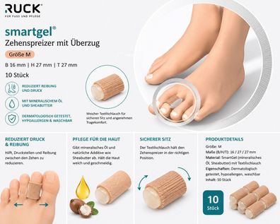 Ruck Smartgel Zehenspreizer mit Überzug Gr L 10 Stück