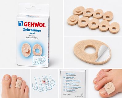 GEHWOL Zehenringe oval selbstklebend aus Filz 9 Stück