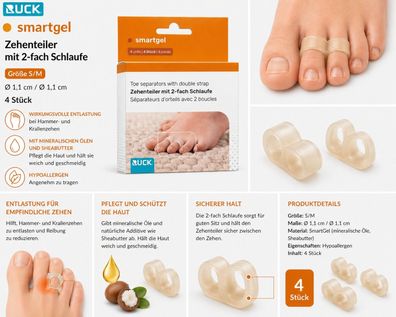 Ruck Smartgel Zehenteiler 2 fach Schlaufe Gr S / M 4 Stück