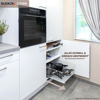 bremermann Schrank-Korbauszug 30 cm Breite, Boden-Teleskopschublade mit Einlegeboden,