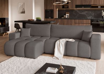 Ecksofa Schlafsofa Sofa ANABEL MAX in Stoff Centaur Dunkelgrau Ottomane Links