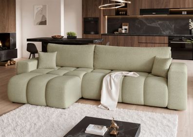 Ecksofa Schlafsofa Sofa ANABEL MAX in Stoff Centaur Mintgrün Ottomane Links