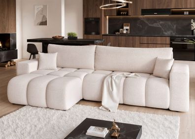 Ecksofa Schlafsofa Sofa ANABEL MAX in Stoff Quelle Weiß Ottomane Links