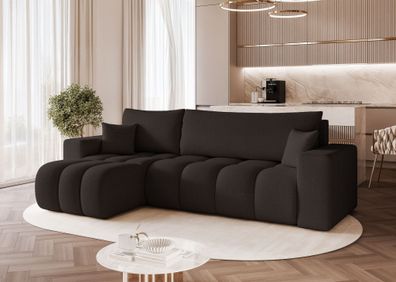 Ecksofa Schlafsofa Sofa ANABEL in Stoff Quelle Schwarz Ottomane Links