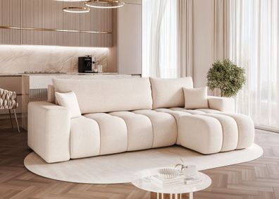 Ecksofa Schlafsofa Sofa ANABEL in Stoff Quelle Weiß Ottomane Rechts