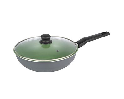 Hochrandpfanne Schmorpfanne Bratpfanne 24cm mit Deckel Grün