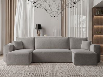 Wohnlandschaft Sofa mit Schlaffunktion ADARA in Stoff Centaur Grau