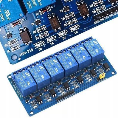 Rosfix Relaismodul 6-Kanal 12V – Optokoppler | 91×57×19 mm, 10A SPDT