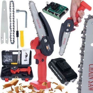 Rosfix Akku-Kettensäge Red Piranha RP21V – 1200W 21V Set | 4"/6" Schwert+Kette