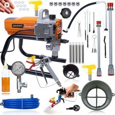 Rosfix Farbspritzgerät Tornado RT1 Set – 1800W 22MPa 2,2L/min | 8m Schlauch