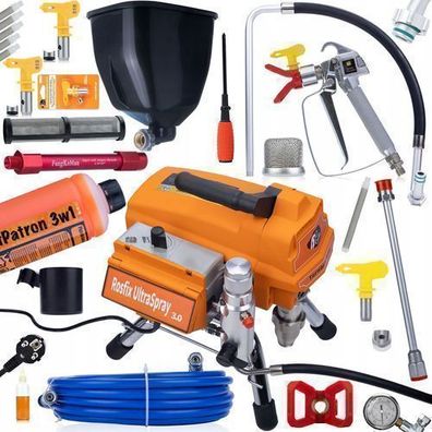 Rosfix Farbspritzgerät Tornado RT4 UltraSpray – 3000W 22MPa 3,2L/min Set