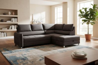 Ecksofa Schlafsofa Sofa MARNO in Stoff Chill Me Anthrazit Ottomane Rechts