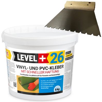 Vinylkleber 6kg PVC LVT CV Paneele Schnelle Haftung + B11 Dreieckzahnung L+26