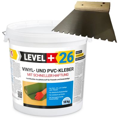Vinylkleber 18kg PVC LVT CV Paneele Schnelle Haftung + B11 Dreieckzahnung L+26
