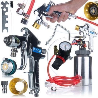 Rosfix Druckluft Farbspritzpistole 2L – 3,0 mm Düse | 325 l/min, 2 m Schlauch