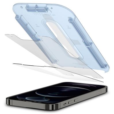 Spigen Glas. tR EZ Fit Panzerglas für iPhone 12/12 Pro - 2 Stück