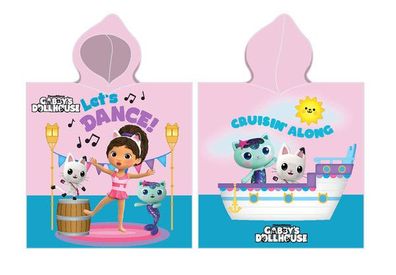Gabby´s Dollhouse Poncho Strandtuch mit Kaputze Badetuch 55 x 110 cm