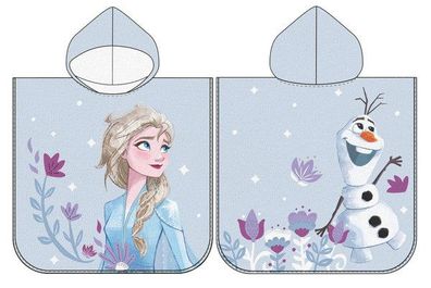 Frozen Poncho Strandtuch mit Kaputze Badetuch 55 x 110 cm