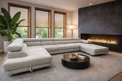 Großes U-Sofa LIVIO XL 410 cm mit Schlaffunktion Bettkasten Ecksofa