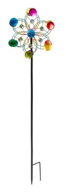 Windrad Metall Bunt abstrakt Doppelt Gartenstecker 91cm Garten Dekoration Deko
